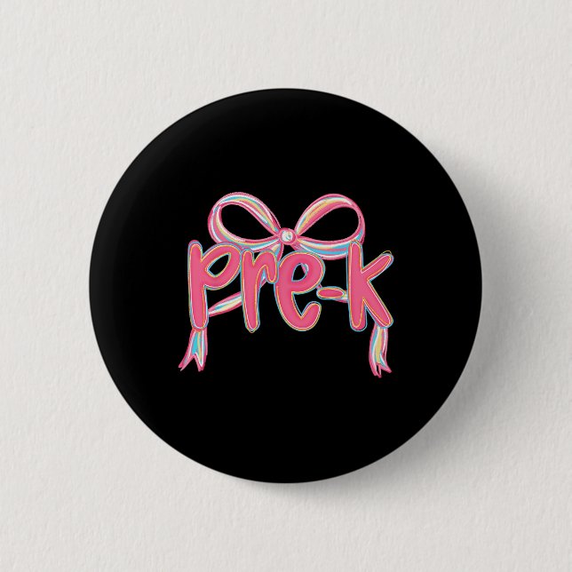 Preppy Back To School Pre-k Rosa Kokette Schleife  Button (Vorderseite)