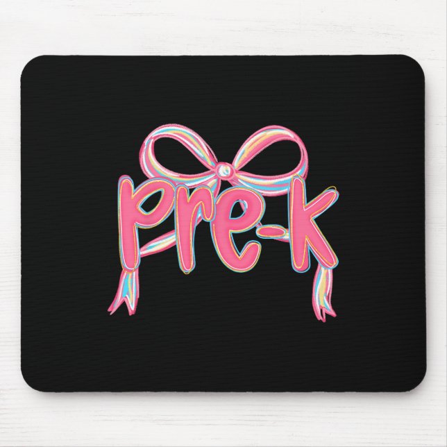 Preppy Back To School Pre-K Rosa Kokettenschleife  Mousepad (Vorne)