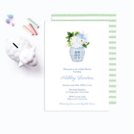 Preppy Bale Green White Gender Neutral Baby Dusche Einladung