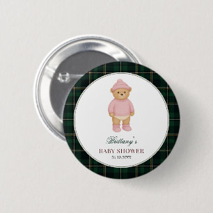 Preppy-Bär-Grün-Kariert-Baby-Party-Button Button