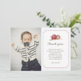 Preppy Baseball First Birthday Elegant Dankeskarte
