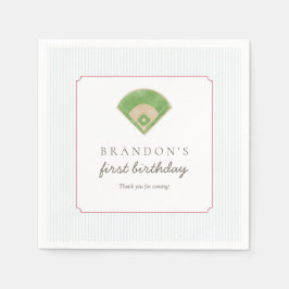 Preppy Baseball First Birthday Rookie One Party Serviette