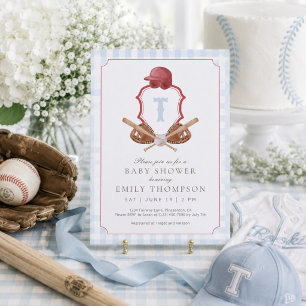 Preppy Baseball Wappen Baby Shower Einladung