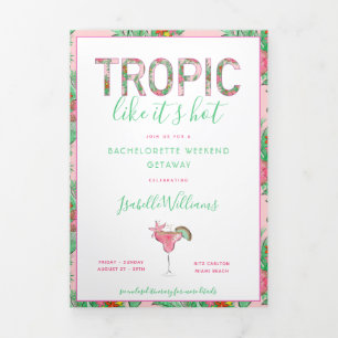 Preppy Beach Bachelorette Dreifach Gefaltete Einladung