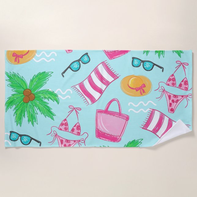 Preppy Beach Bikini Handtuch Palm Tree Beach Handt (Vorderseite)