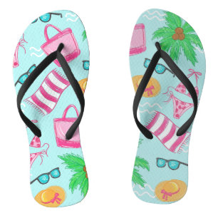Preppy Beach Bikini Handtuchpalme Handtuch Flip Flops