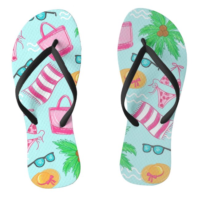 Preppy Beach Bikini Handtuchpalme Handtuch Flip Flops (Fußbett)