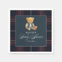 Preppy Bear Football Navy Blue Baby Dusche Napkins