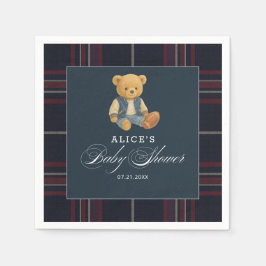 Preppy Bear Football Navy Blue Baby Dusche Napkins Serviette
