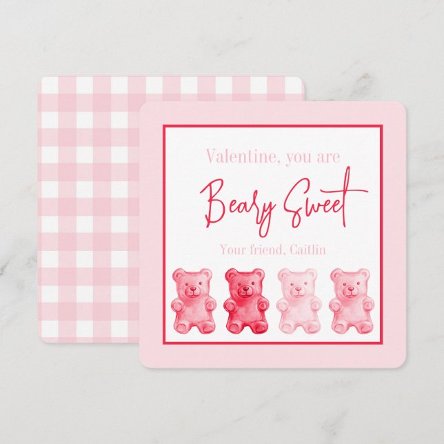Preppy Beary Sweet Gummy Bear Valentine Card (Vorne/Hinten)