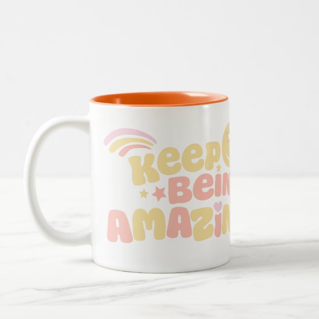 Preppy behalte phantastisch Slogan Smilie Gesicht Zweifarbige Tasse (Links)