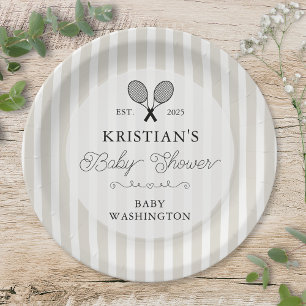Preppy Beige Tennis Country Club Kinderdusche Pappteller