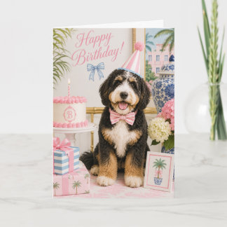 Preppy-Bernedoodle-Geburtstagskarte Karte
