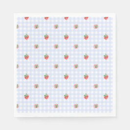 Preppy Berry First Birthday Watercolor Strawberrie Serviette