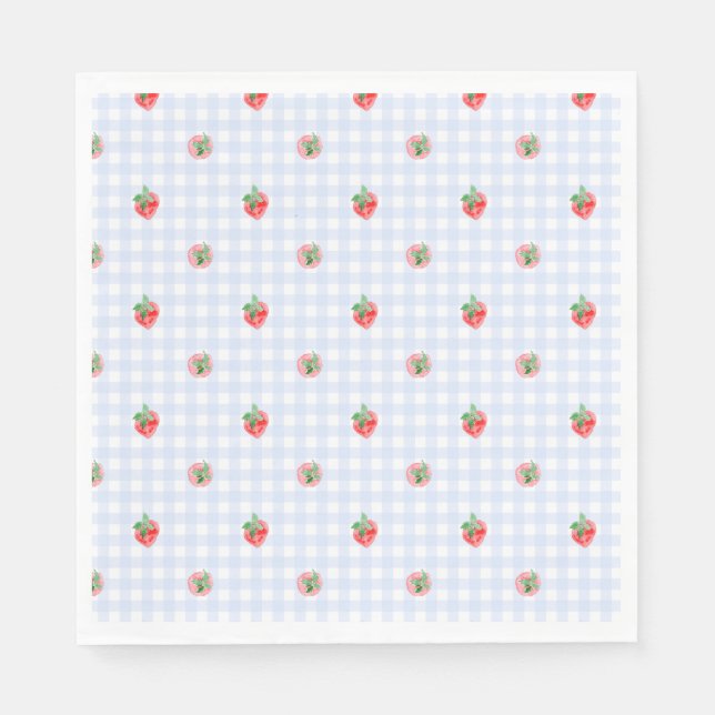 Preppy Berry First Birthday Watercolor Strawberrie Serviette (Vorderseite)