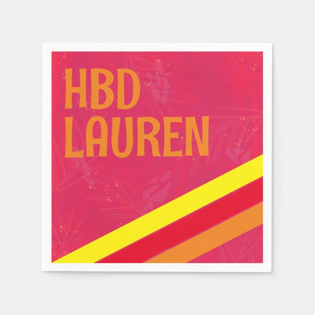 Preppy Birthday Hot Pink Strip Serviette (Vorderseite)