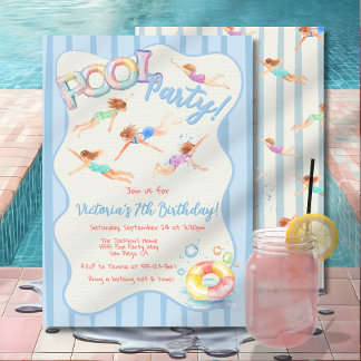 Preppy Birthday Pool Party Einladung