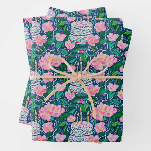 Preppy Birthday Wrapping Paper Geschenkpapier Set (Beispiel)