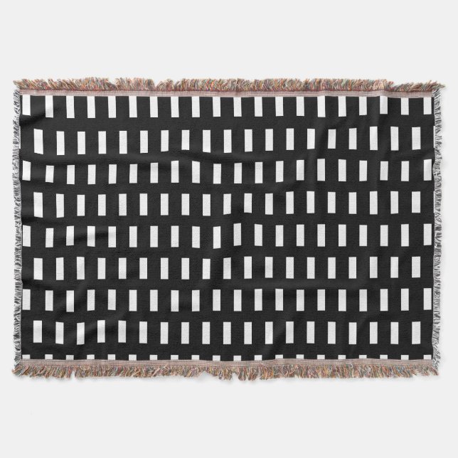 Preppy Black and White Geometric Muster Decke (Vorderseite)