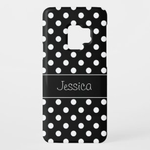 Preppy Black and White Polka Dots Personalisiert Case-Mate Samsung Galaxy S9 Hülle
