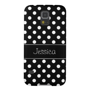 Preppy Black and White Polka Dots Personalisiert Samsung S5 Cover