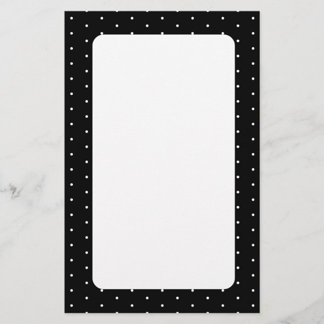 Preppy Black and White Tiny Polka Dots Muster Briefpapier (Vorderseite)