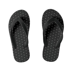 Preppy Black and White Tiny Polka Dots Muster Kinderbadesandalen