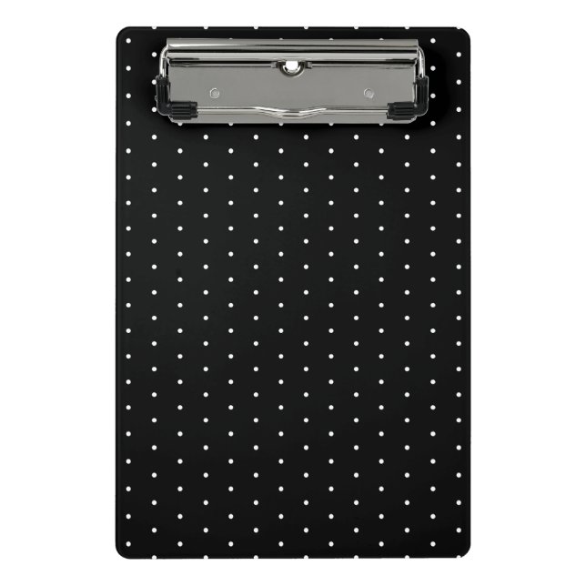 Preppy Black and White Tiny Polka Dots Muster Mini Klemmbrett (Vorderseite)