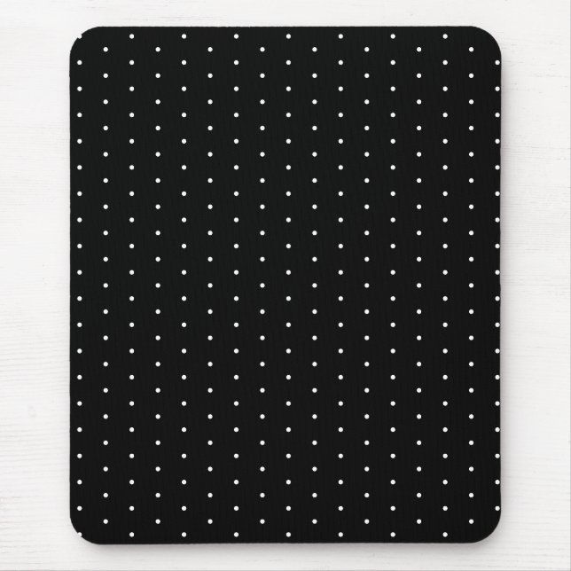 Preppy Black and White Tiny Polka Dots Muster Mousepad (Vorne)