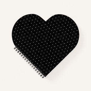 Preppy Black and White Tiny Polka Dots Muster Notizbuch