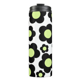 Preppy Black Neon Green Hippie Blume Pattern Thermosbecher