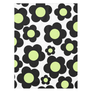 Preppy Black Neon Green Hippie Blume Pattern Tischdecke