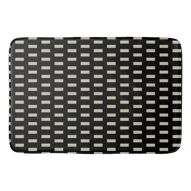 Preppy Black und Ivory Geometric Pattern Badematte (Vorderseite)