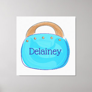 Preppy Blau Bermuda-Tasche Personalisiert / Wand Leinwanddruck