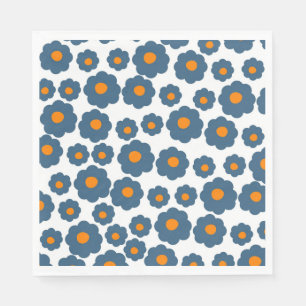 Preppy Blau Orange Hippie Blumenmuster Serviette