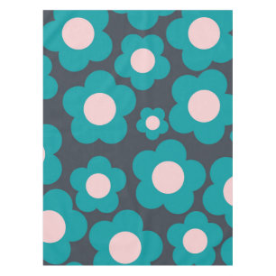 Preppy Blau Rosa Hippie-Blumenmuster Tischdecke