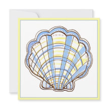 Preppy Blau und Gelb Kariert Scallop Muschel