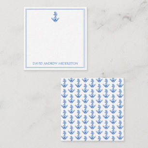Preppy Blue and White Anchor Personalisiert Mitteilungskarte
