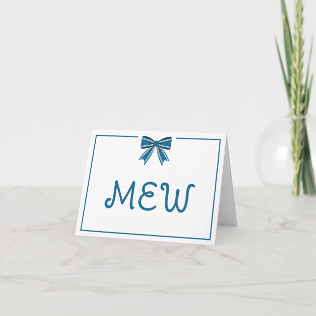 Preppy Blue and White Bow Monogram (Vorderseite)