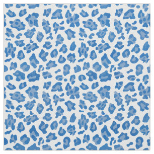 Preppy Blue and White Leopard Print Patches Stoff