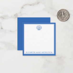 Preppy Blue and White Muschel Personalisiert Mitteilungskarte