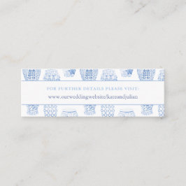 Preppy Blue and White Wedding Website Einsteckkart Mini Visitenkarte