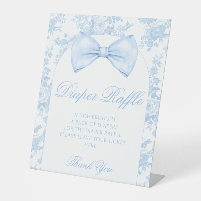 Preppy Blue Bow Krawatte Baby Boy Dusche Windelwan Sockelschild (Vorderseite)