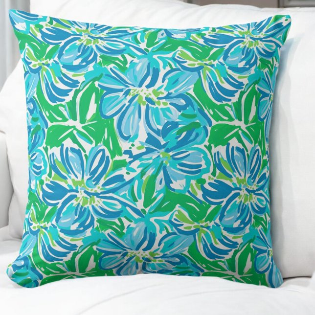 Preppy Blue Flowers Kissen (Von Creator hochgeladen)