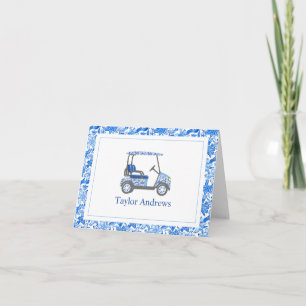 Preppy Blue Flowers Palm Beach Golf Cart Dankeskarte