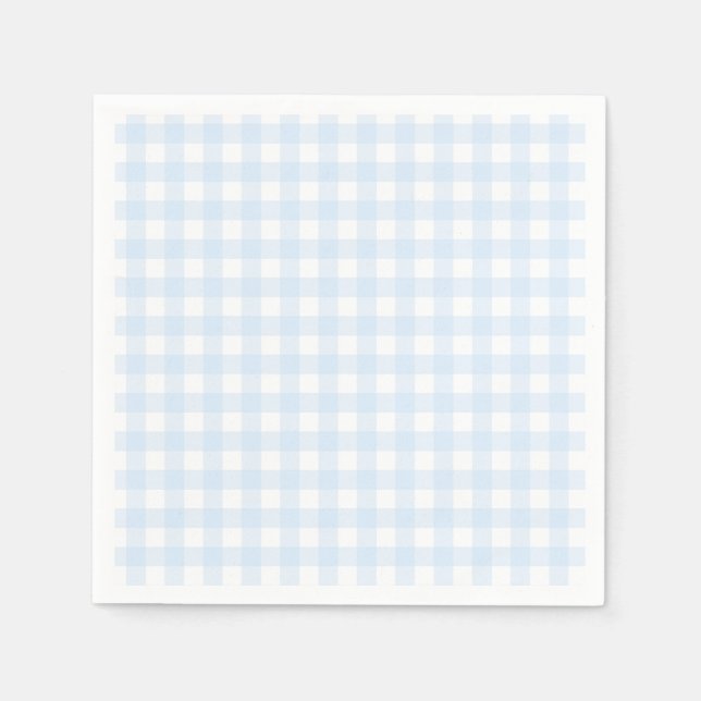 Preppy Blue Gingham Birthday Party Serviette (Vorderseite)