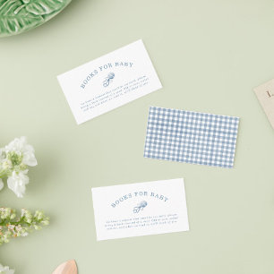 Preppy Blue Gingham Boy Baby Showbücher für Baby Begleitkarte