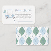 Preppy Blue Golf Cart Diaper Raffle Baby Dusche
