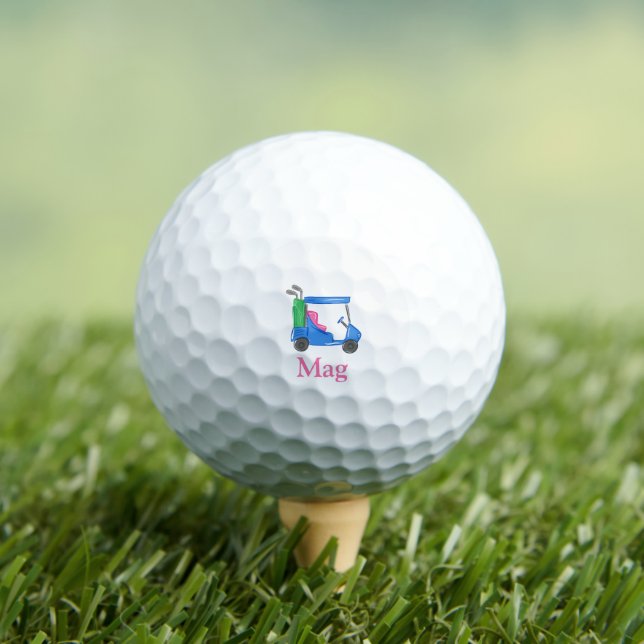 Preppy Blue Golf Cart Personalisiert Golfball (Insitu T-Shirt)