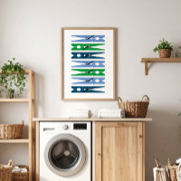 Preppy Blue Green Clothes Buttone Wäscherei Raum K